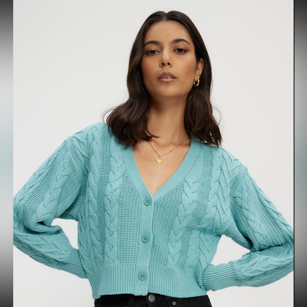 NWT Kuwalla Tee Braided Knit Cardigan in Surf Blue